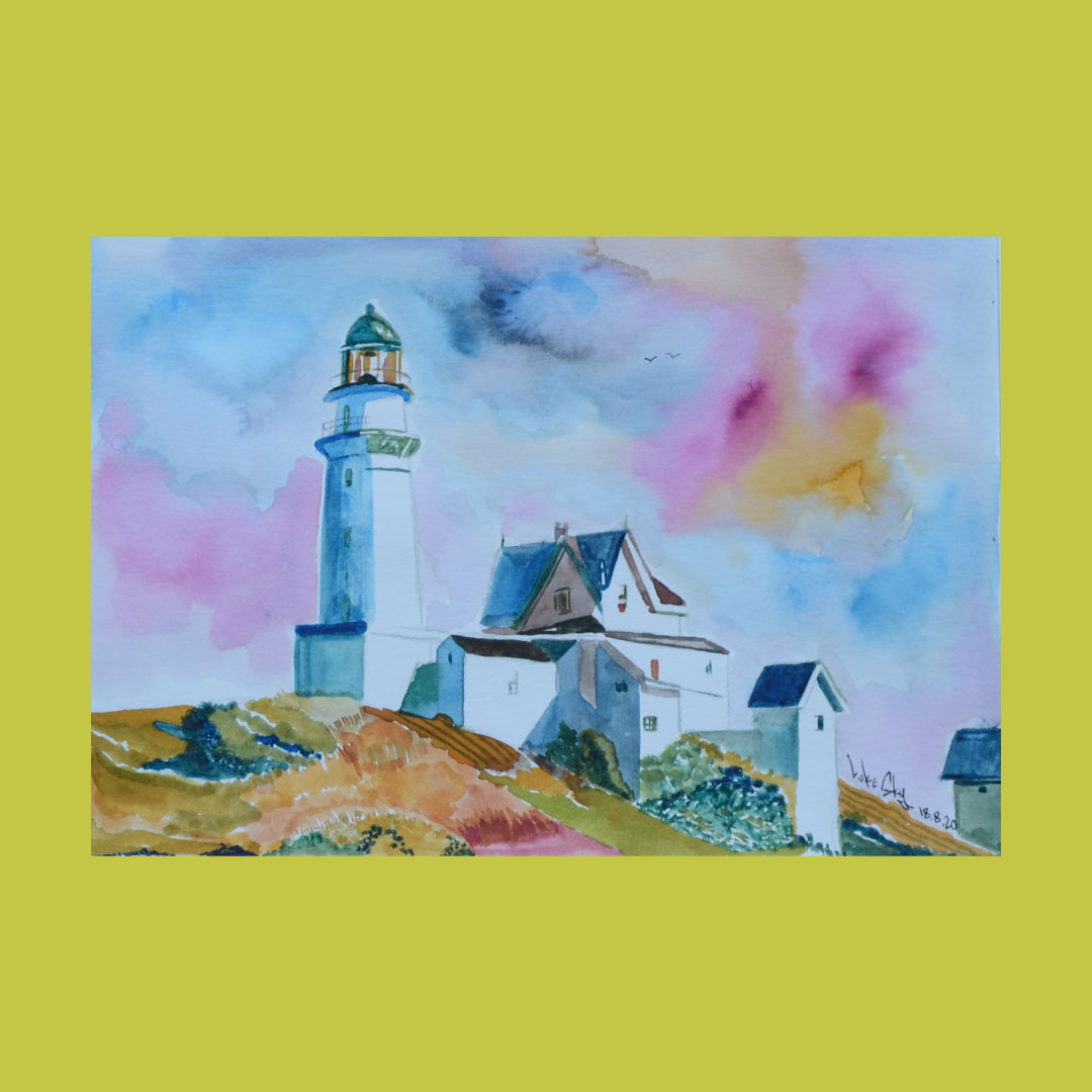 Luke Sky Watercolour painting Lighthouse