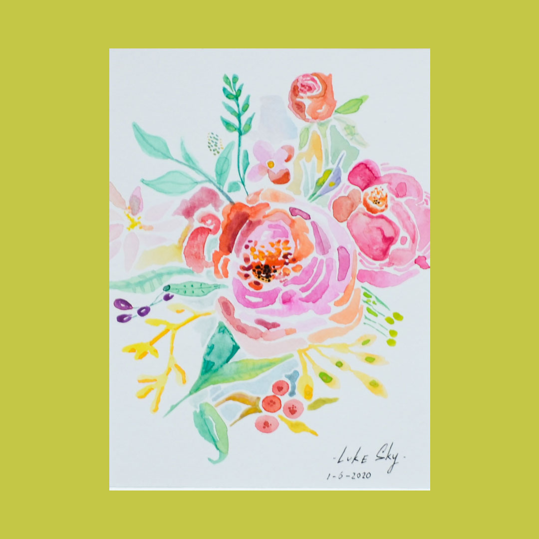 Luke Sky Watercolour painting Poppy flower