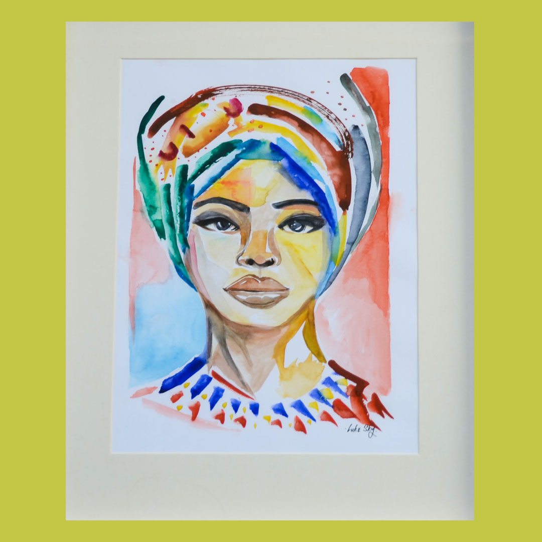 Luke Sky Watercolour painting African woman